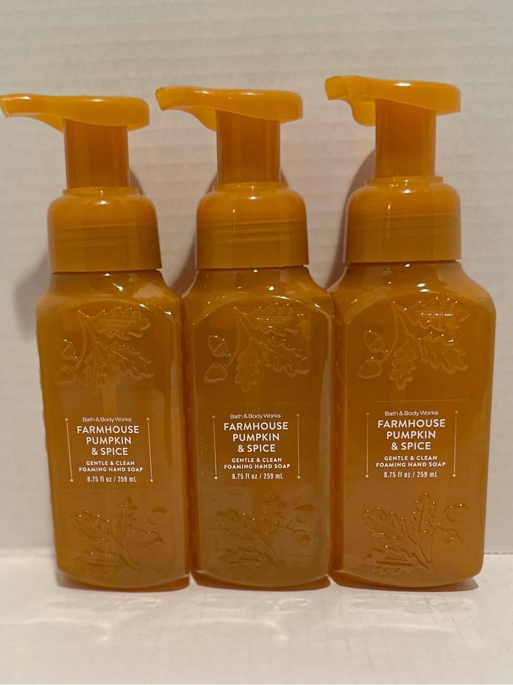 Bath & Body NEW (3) Farmhouse Pumpkin & Spice Foaming Hand Soaps